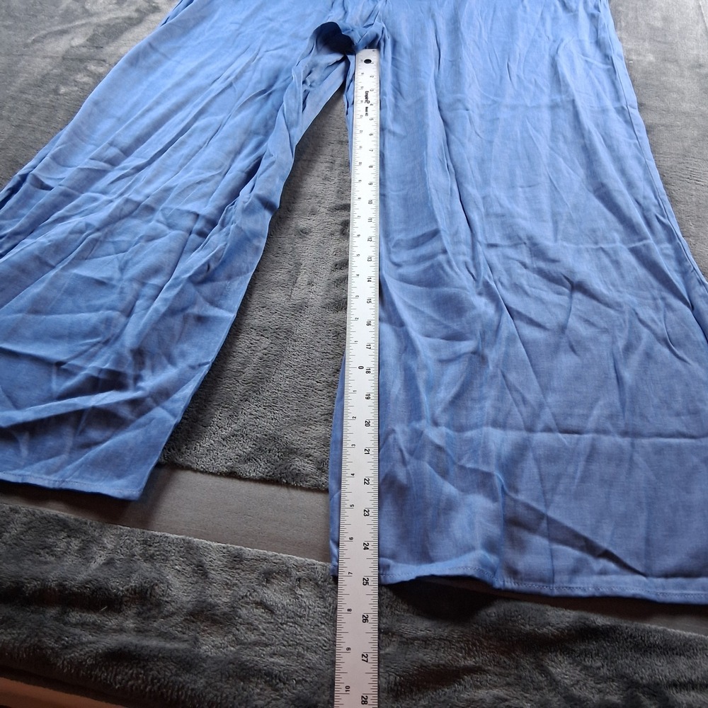 NWT Cupshe Jumpsuit Womens XL Blue Wide Leg Adjustable Strap Chambray Romper - Picture 9 of 10